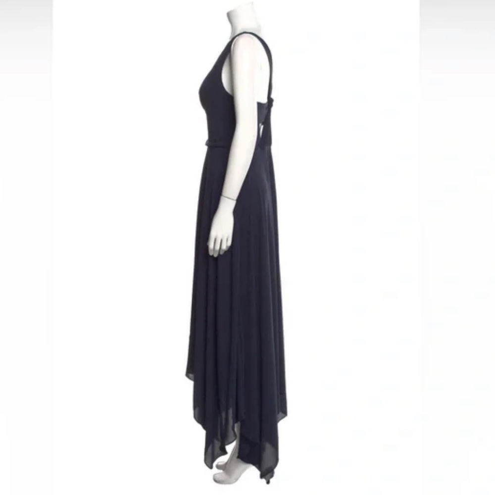 Halston Heritage Maxi Dress Crepe Evening Gown Draped Cowl Neck - Picture 3 of 9